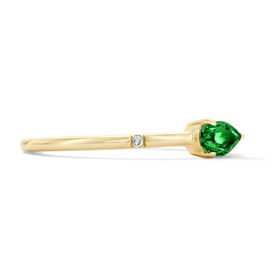 Pear-Shaped Emerald and Lab-Grown Diamond-Accent Stackable Ring 10K Gold (F/Vs2)
