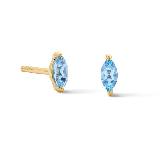 Marquise-Cut Aquamarine Solitaire Stud Earrings in 10K Gold