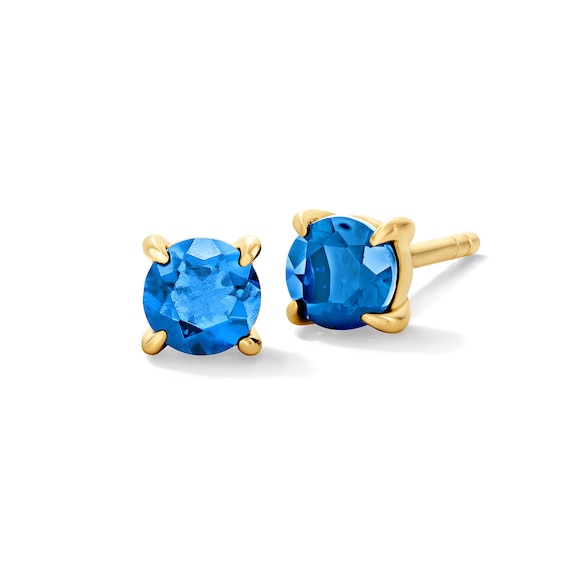 Blue Sapphire Solitaire Stud Earrings in 10K Gold