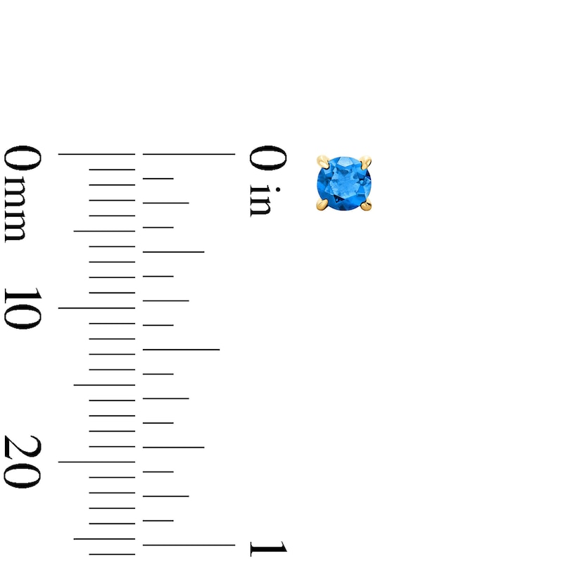 Main Image 3 of Blue Sapphire Solitaire Stud Earrings in 10K Gold