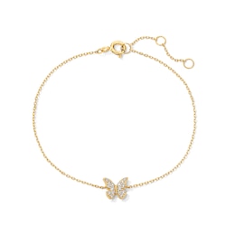 1/10 CT. T.W. Lab-Grown Diamond Butterfly Bracelet in 10K Gold