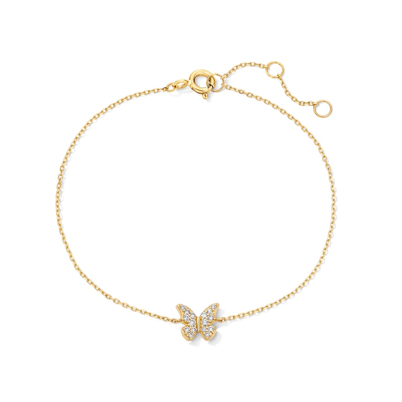 Main Image 1 of 1/10 CT. T.W. Lab-Grown Diamond Butterfly Bracelet in 10K Gold