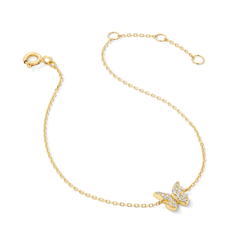 Main Image 4 of 1/10 CT. T.W. Lab-Grown Diamond Butterfly Bracelet in 10K Gold