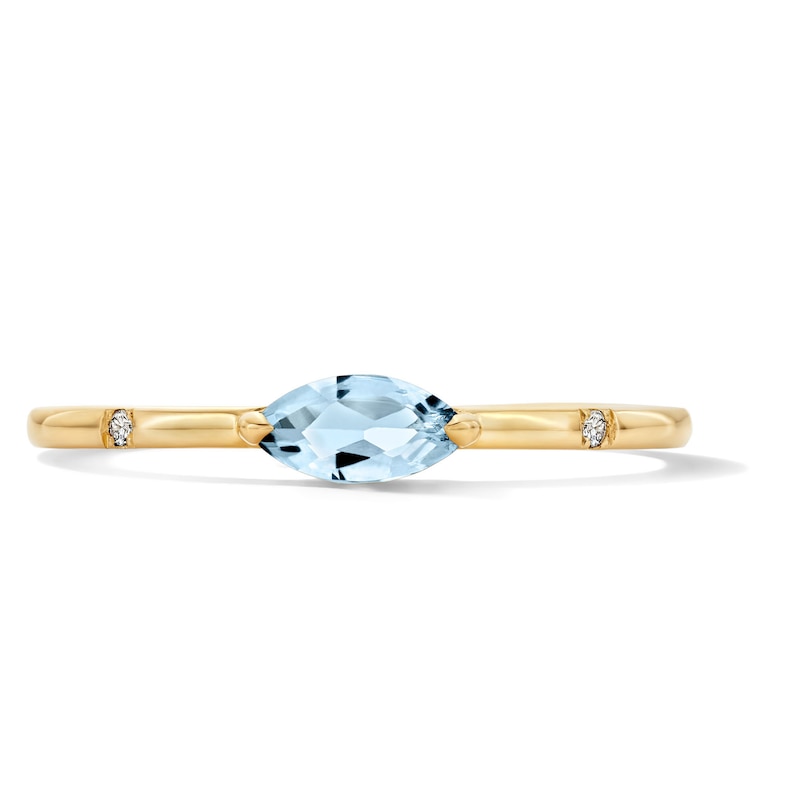 Main Image 1 of Marquise-Cut Aquamarine and Lab-Grown Diamond-Accent Stackable Ring in 10K Gold (F/VS2)