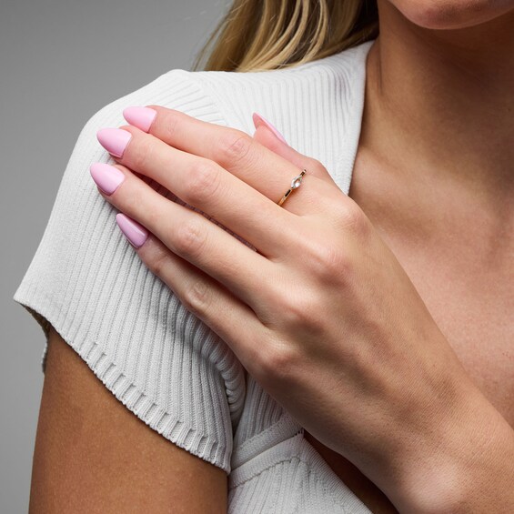 Marquise-Cut Aquamarine and Lab-Grown Diamond-Accent Stackable Ring in 10K Gold (F/Vs2)