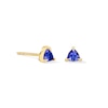 Thumbnail Image 1 of Trillion-Cut Iolite Solitaire Stud Earrings in 10K Gold
