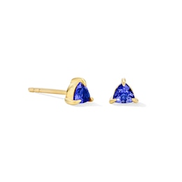Trillion-Cut Iolite Solitaire Stud Earrings in 10K Gold