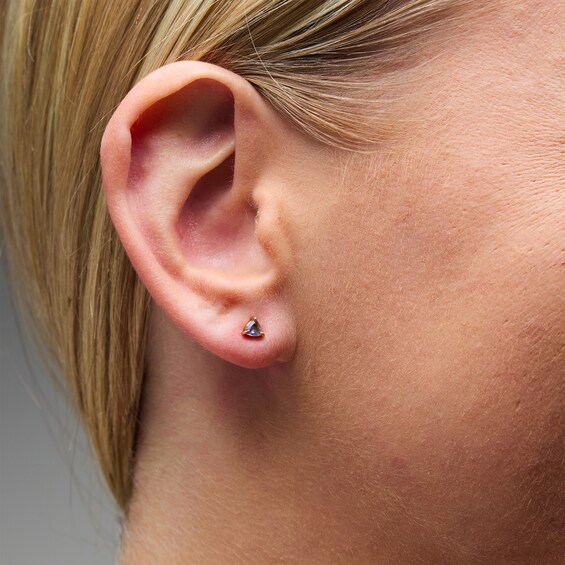 Trillion-Cut Iolite Solitaire Stud Earrings in 10K Gold