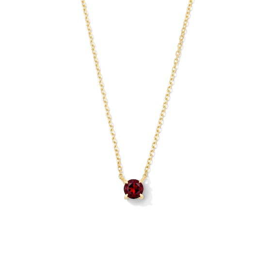 Garnet Solitaire Necklace in 10K Gold