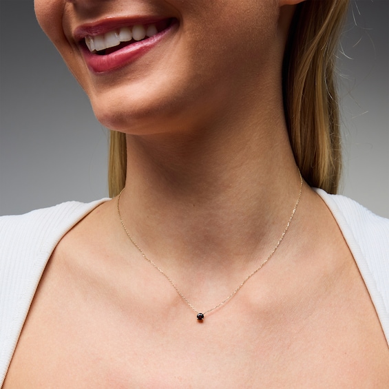 Garnet Solitaire Necklace in 10K Gold