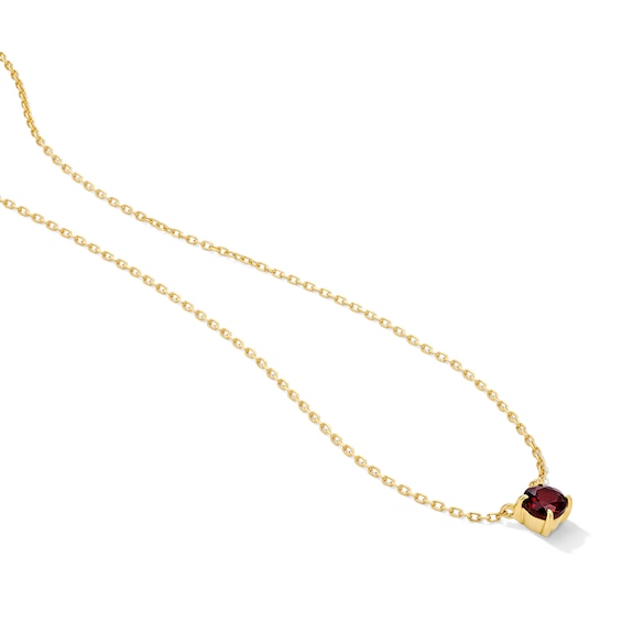 Garnet Solitaire Necklace in 10K Gold