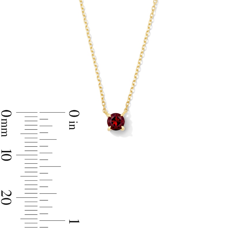 Main Image 4 of Garnet Solitaire Necklace in 10K Gold