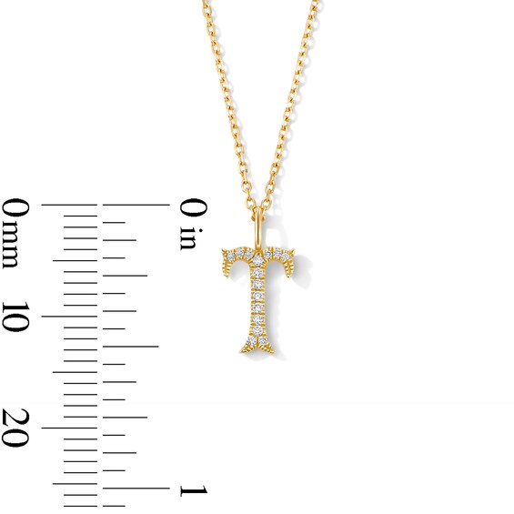 1/20 CT. T.w. Lab-Grown Diamond Letter “T” Initial Pendant in 10K Gold (F/Vs2)