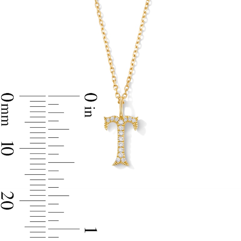 Main Image 5 of 1/20 CT. T.W. Lab-Grown Diamond Letter “T” Initial Pendant in 10K Gold (F/VS2)