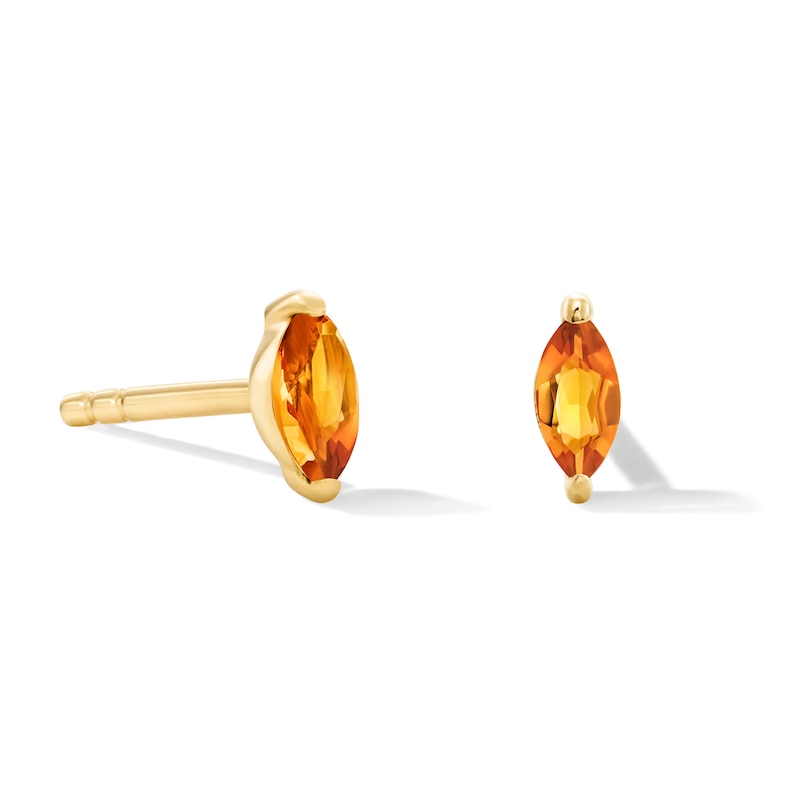 Main Image 1 of Marquise-Cut Citrine Solitaire Stud Earrings in 10K Gold