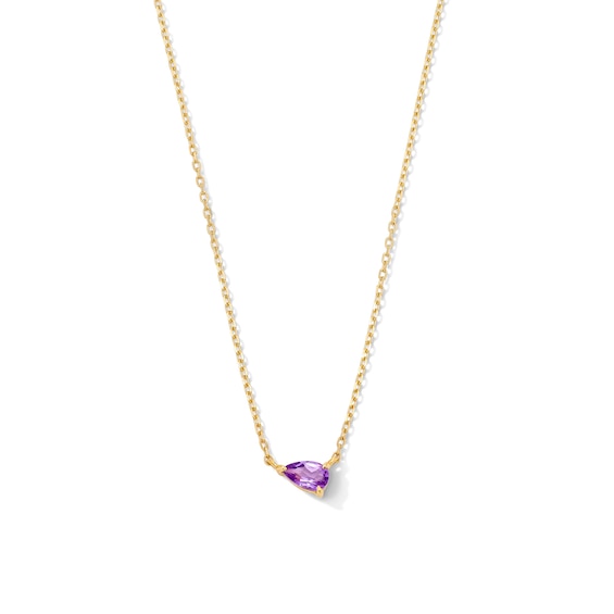 Pear-Shaped Amethyst Necklace in 10K Gold