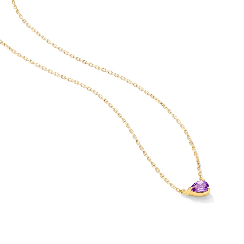 Main Image 4 of Pear-Shaped Amethyst Necklace in 10K Gold