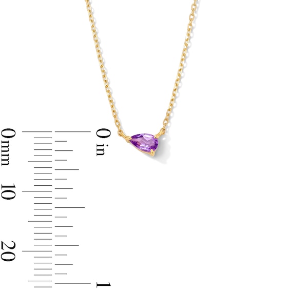 Pear-Shaped Amethyst Necklace in 10K Gold