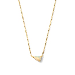 Pear-Shaped Opal Solitaire Necklace in 10K Gold