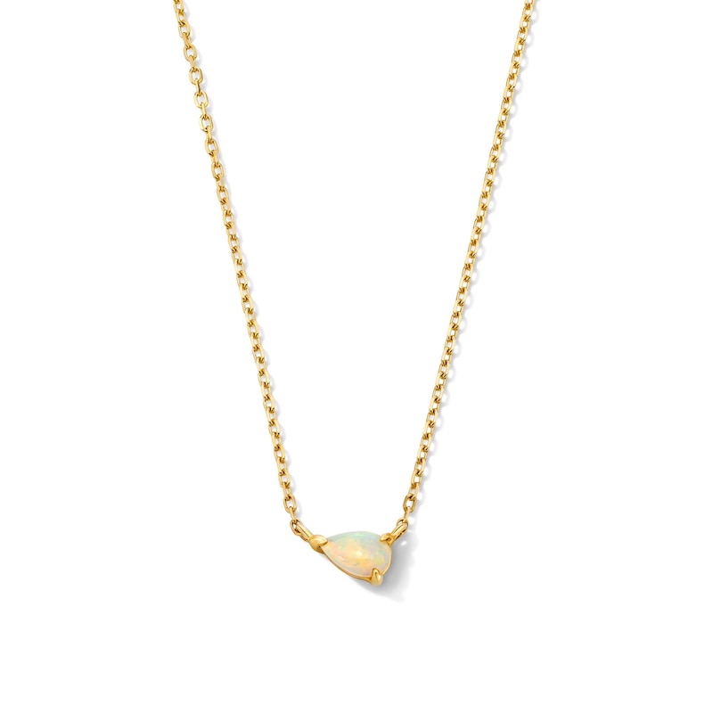 Main Image 1 of Pear-Shaped Opal Solitaire Necklace in 10K Gold