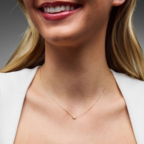 Pear-Shaped Opal Solitaire Necklace in 10K Gold