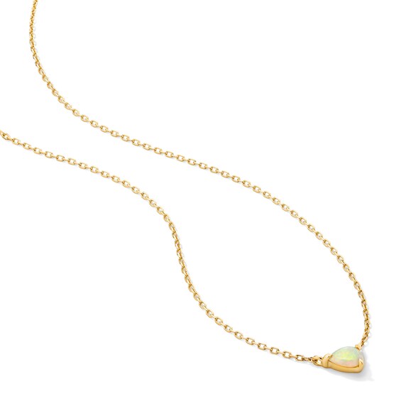 Pear-Shaped Opal Solitaire Necklace in 10K Gold