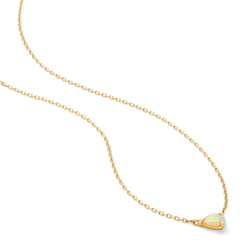 Main Image 4 of Pear-Shaped Opal Solitaire Necklace in 10K Gold
