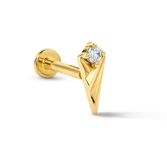 Lab-Grown Diamond-Accent Kite-Shaped Single Cartilage Stud Earring in 14K Gold (F/Vs2)