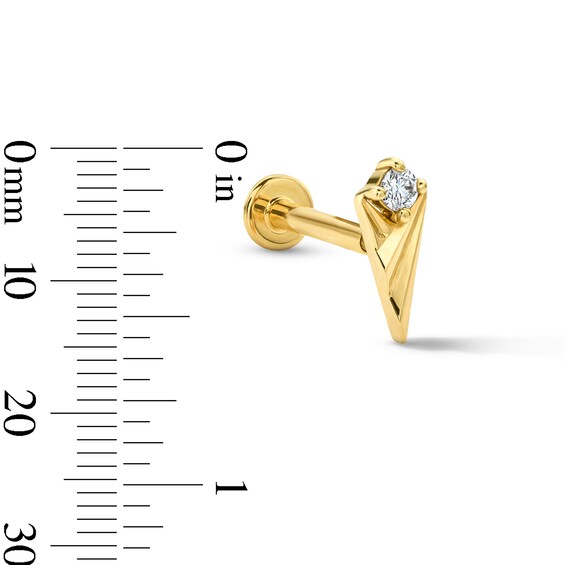Lab-Grown Diamond-Accent Kite-Shaped Single Cartilage Stud Earring in 14K Gold (F/Vs2)