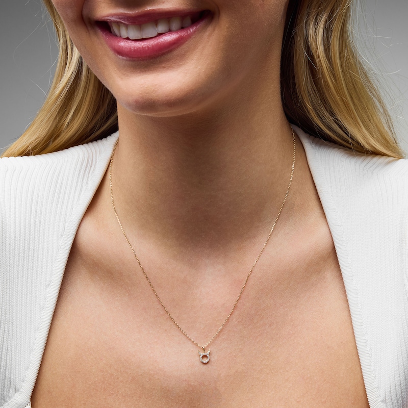 Main Image 2 of 1/15 CT. T.W. Lab-Grown Diamond Zodiac Taurus Pendant in 10K Gold (F/VS2)