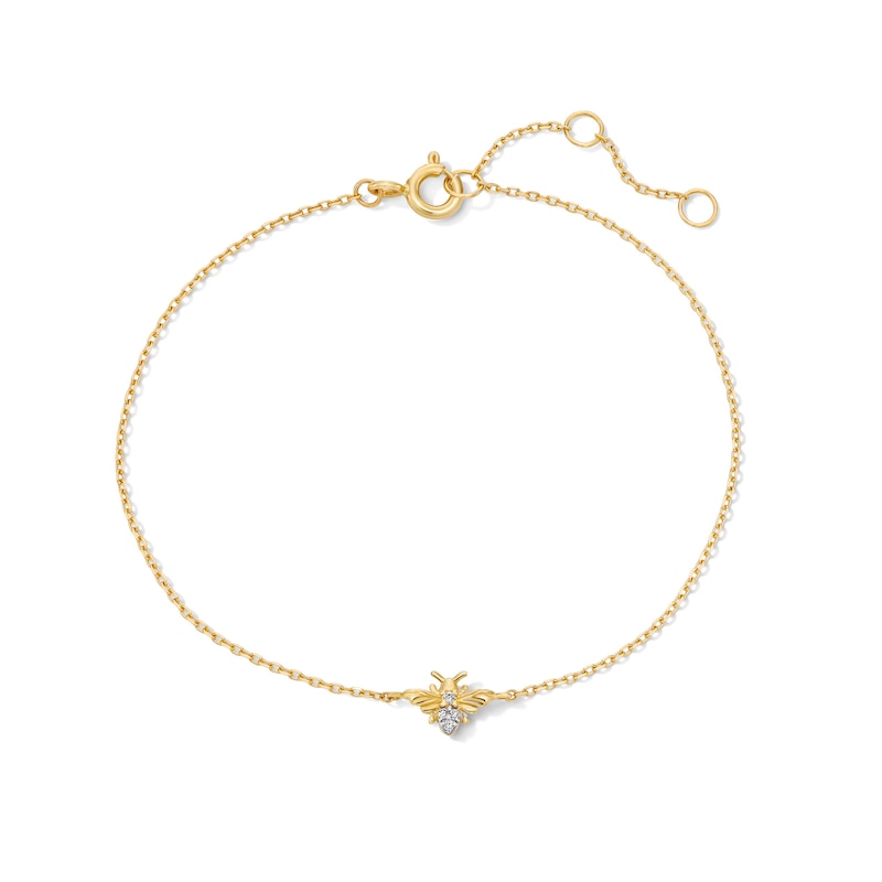 Main Image 1 of Lab-Grown Diamond-Accent Bee Bracelet in 10K Gold