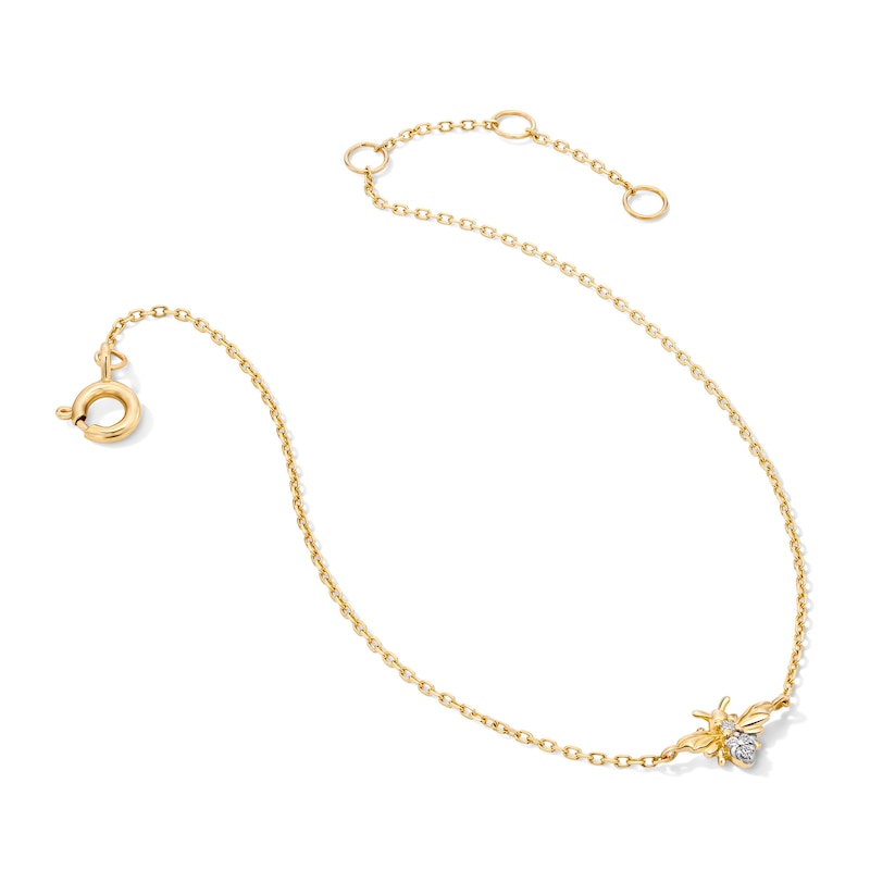 Main Image 4 of Lab-Grown Diamond-Accent Bee Bracelet in 10K Gold