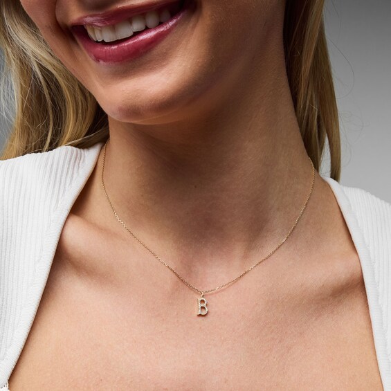1/15 CT. T.w. Lab-Grown Diamond Letter “B” Initial Pendant in 10K Gold (F/Vs2)