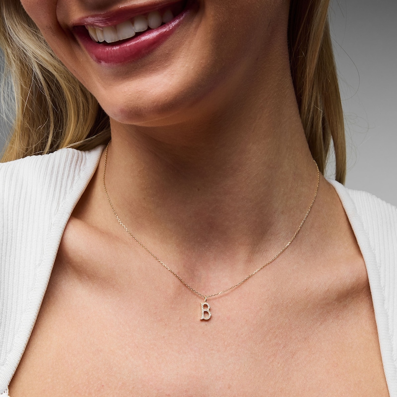 Main Image 2 of 1/15 CT. T.W. Lab-Grown Diamond Letter “B” Initial Pendant in 10K Gold (F/VS2)