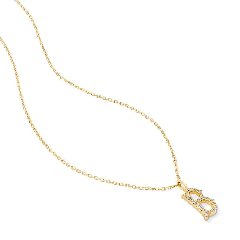 Main Image 3 of 1/15 CT. T.W. Lab-Grown Diamond Letter “B” Initial Pendant in 10K Gold (F/VS2)