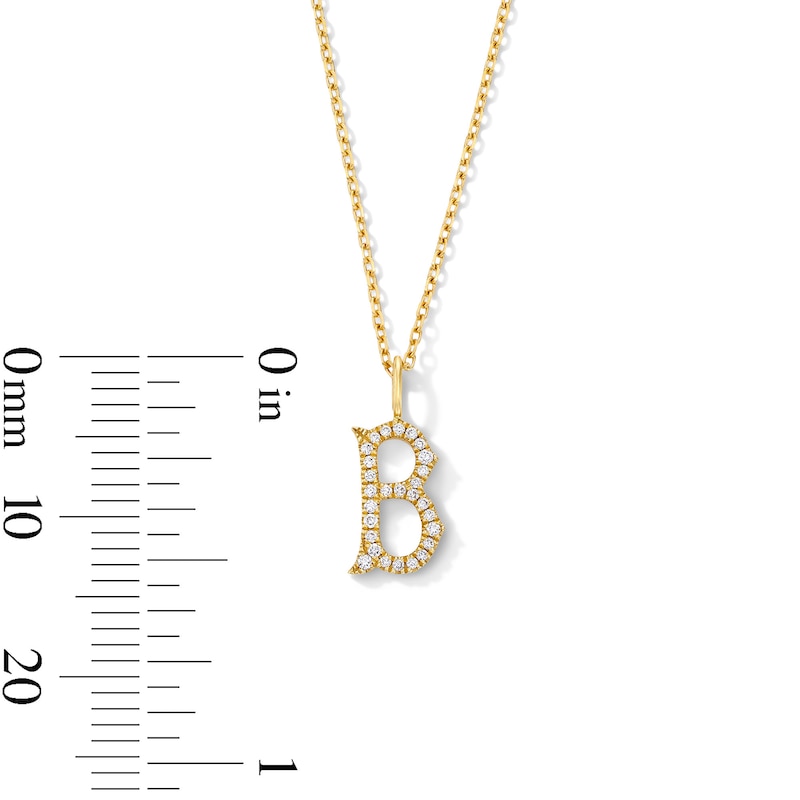 Main Image 5 of 1/15 CT. T.W. Lab-Grown Diamond Letter “B” Initial Pendant in 10K Gold (F/VS2)