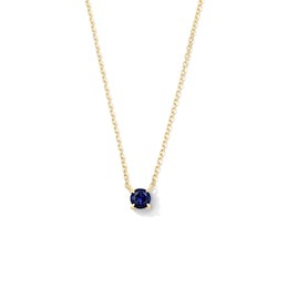 Blue Sapphire Solitaire Necklace in 10K Gold
