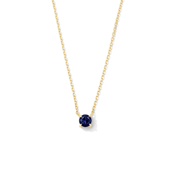 Blue Sapphire Solitaire Necklace in 10K Gold