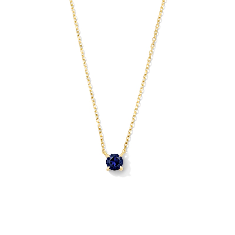 Main Image 1 of Blue Sapphire Solitaire Necklace in 10K Gold