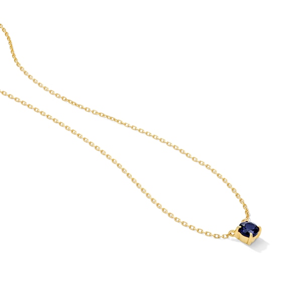 Blue Sapphire Solitaire Necklace in 10K Gold