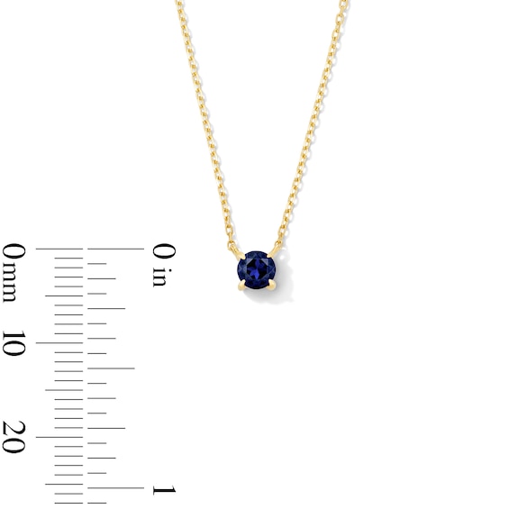 Blue Sapphire Solitaire Necklace in 10K Gold