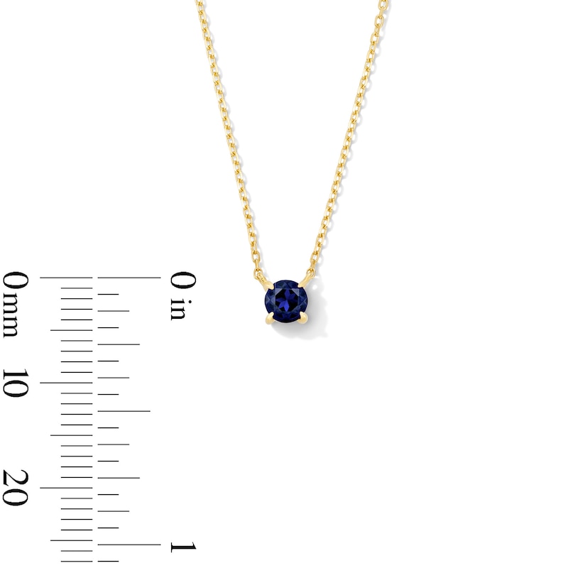 Main Image 5 of Blue Sapphire Solitaire Necklace in 10K Gold