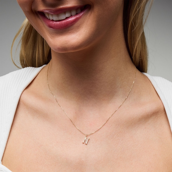 1/10 CT. T.w. Lab-Grown Diamond Letter “N” Initial Pendant in 10K Gold (F/Vs2)