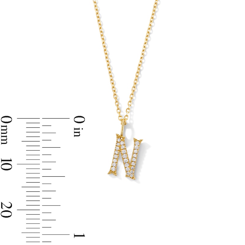 Main Image 5 of 1/10 CT. T.W. Lab-Grown Diamond Letter “N” Initial Pendant in 10K Gold (F/VS2)