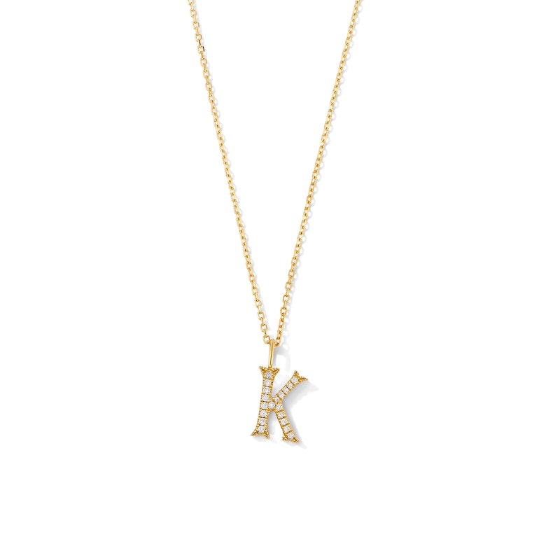 Main Image 1 of 1/20 CT. T.W. Lab-Grown Diamond Letter “K” Initial Pendant in 10K Gold (F/VS2)