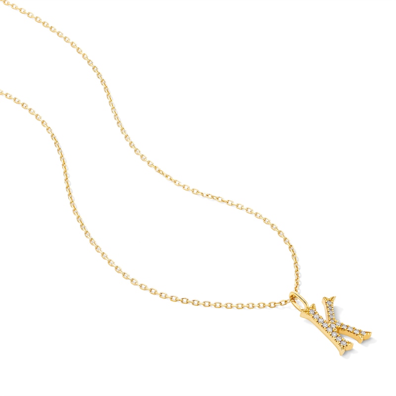 Main Image 3 of 1/20 CT. T.W. Lab-Grown Diamond Letter “K” Initial Pendant in 10K Gold (F/VS2)