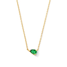 Pear-Shaped Emerald Solitaire Necklace in 10K Gold