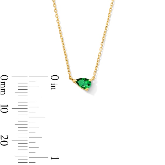 Pear-Shaped Emerald Solitaire Necklace in 10K Gold