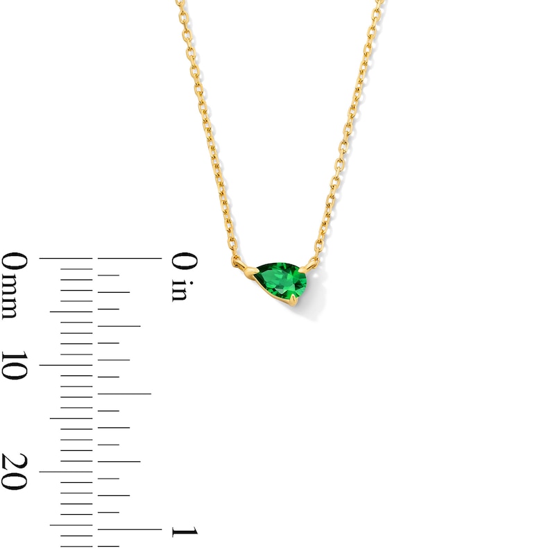 Main Image 6 of Pear-Shaped Emerald Solitaire Necklace in 10K Gold