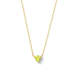 Trillion-Cut Peridot Solitaire Necklace in 10K Gold